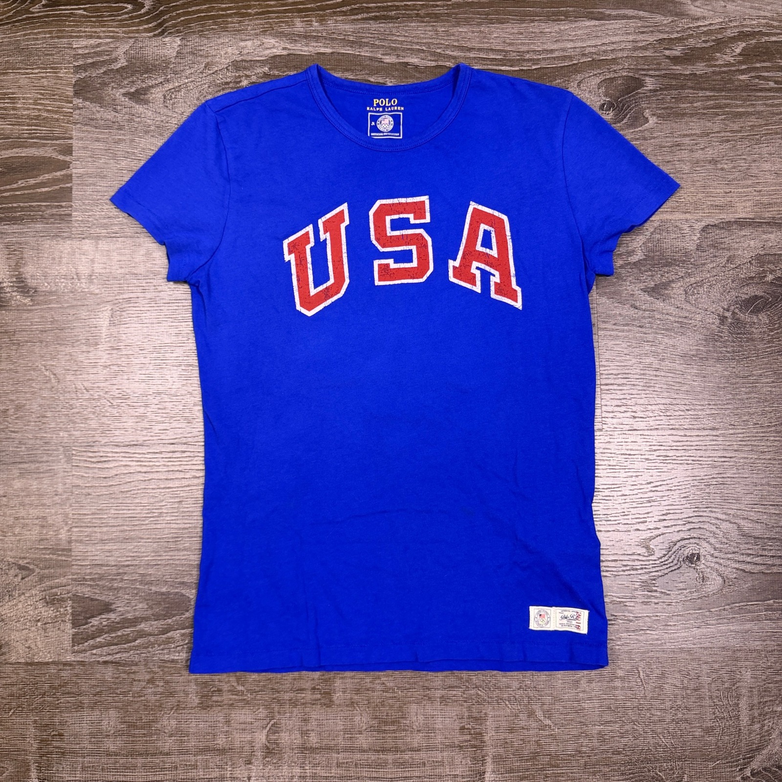 Polo Ralph Lauren 2016 Team Usa Olympic T-Shirt Womens Medium Blue Rio Games